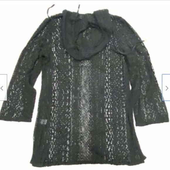 Ellen Weaver Women Black Swim Cover up Hoodie Sz S - Picture 2 of 4